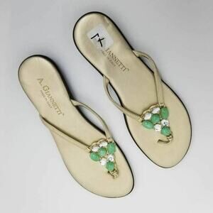 A. Giannetti Womens Flip Flop Jeweled Beaded Slip On Thong Sandals Size 7